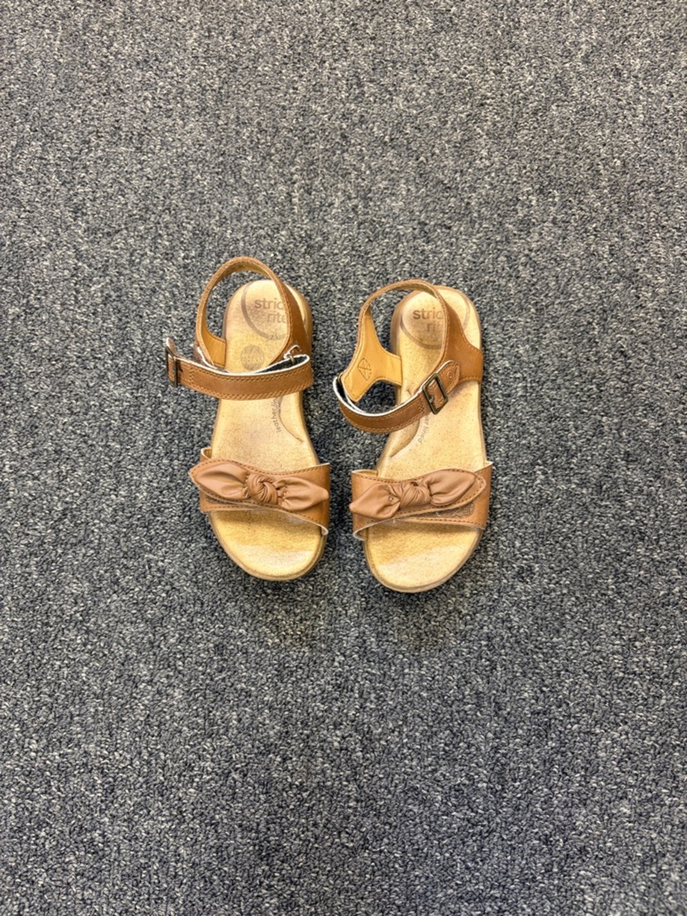 Stride Rite Girls Brown Bow Sandals